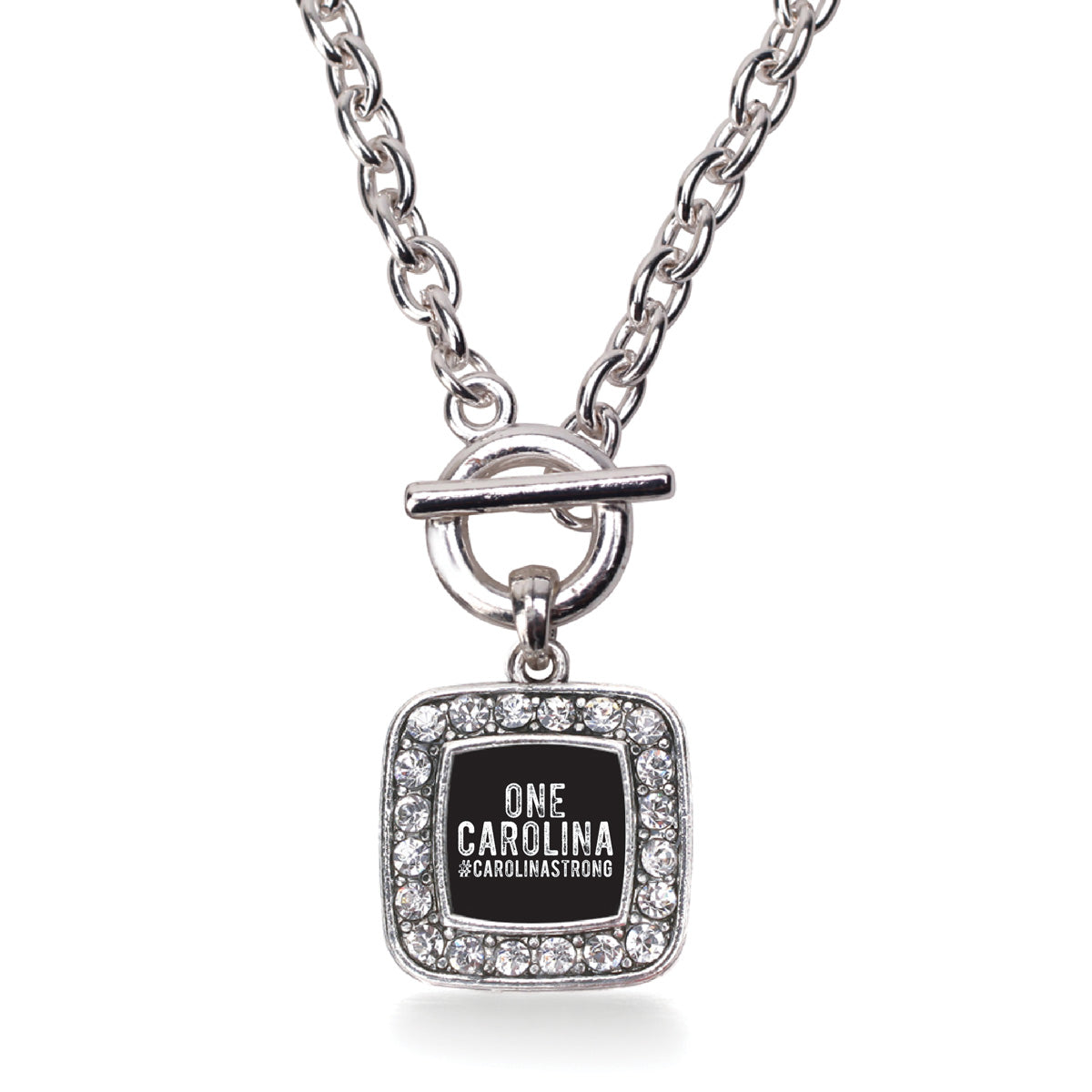 Silver One Carolina - #CarolinaStrong Square Charm Toggle Necklace