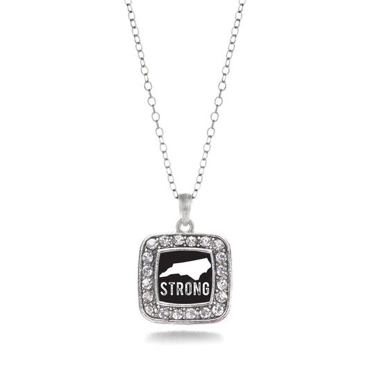 Silver North Carolina Strong Square Charm Classic Necklace