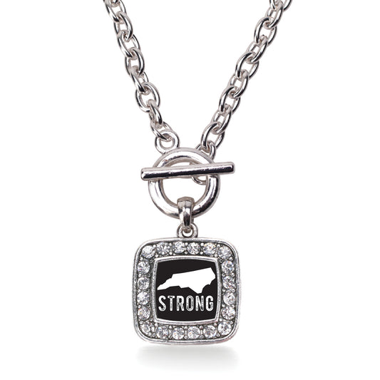 Silver North Carolina Strong Square Charm Toggle Necklace