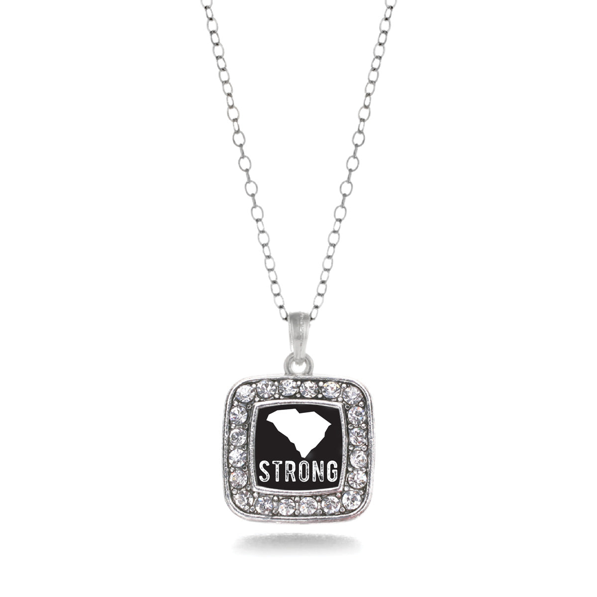 Silver South Carolina Strong Square Charm Classic Necklace