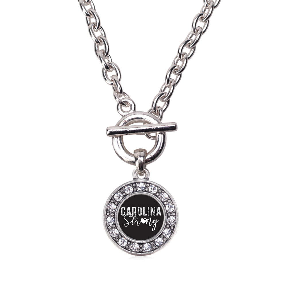Silver Carolina Strong Circle Charm Toggle Necklace