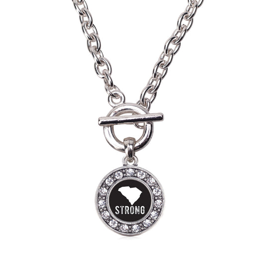 Silver South Carolina Strong Circle Charm Toggle Necklace