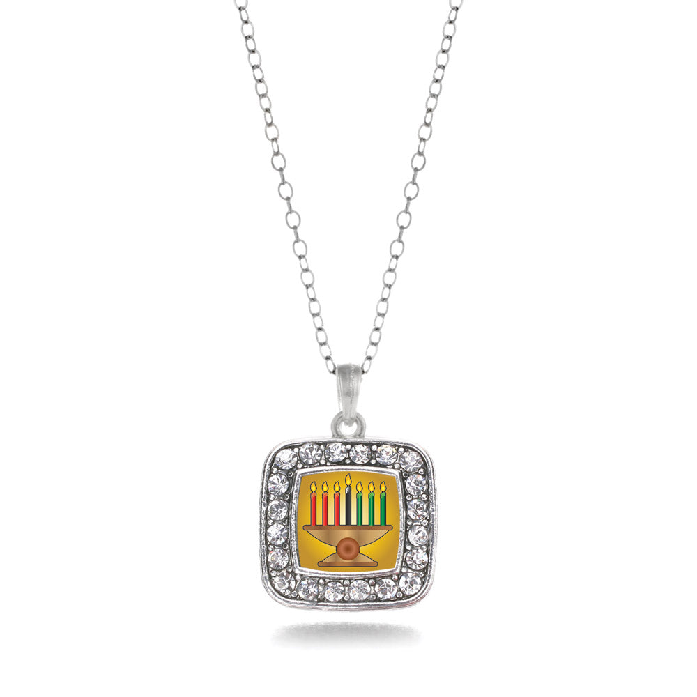 Silver Kwanzaa Square Charm Classic Necklace