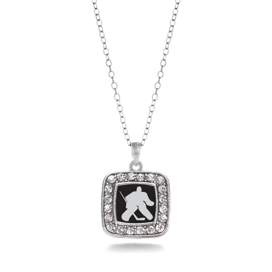 Silver Goalie Square Charm Classic Necklace