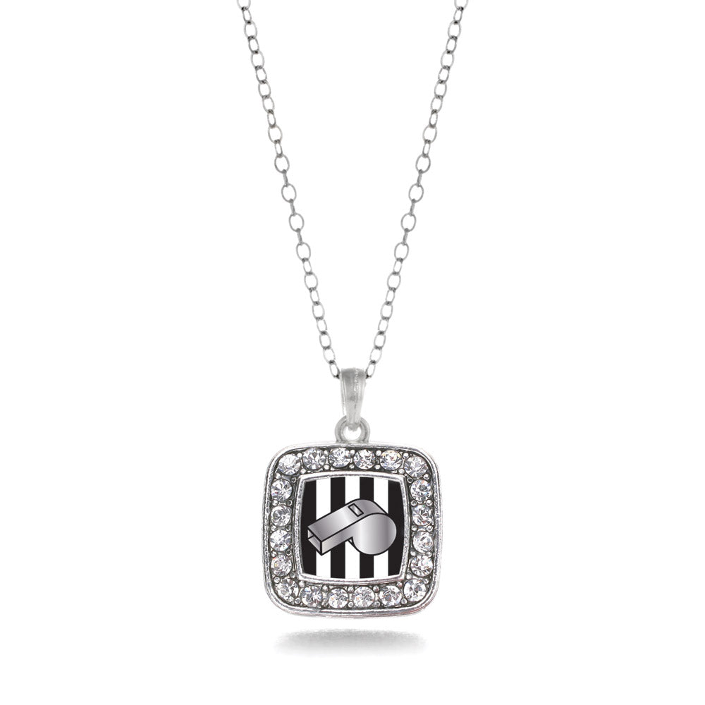Silver Referee Square Charm Classic Necklace