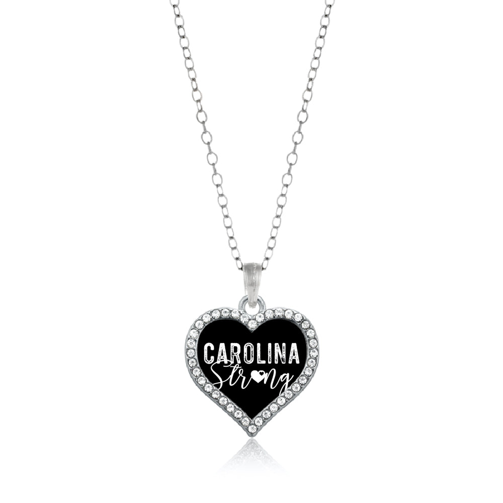 Silver Carolina Strong Open Heart Charm Classic Necklace