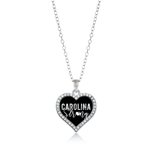Silver Carolina Strong Open Heart Charm Classic Necklace