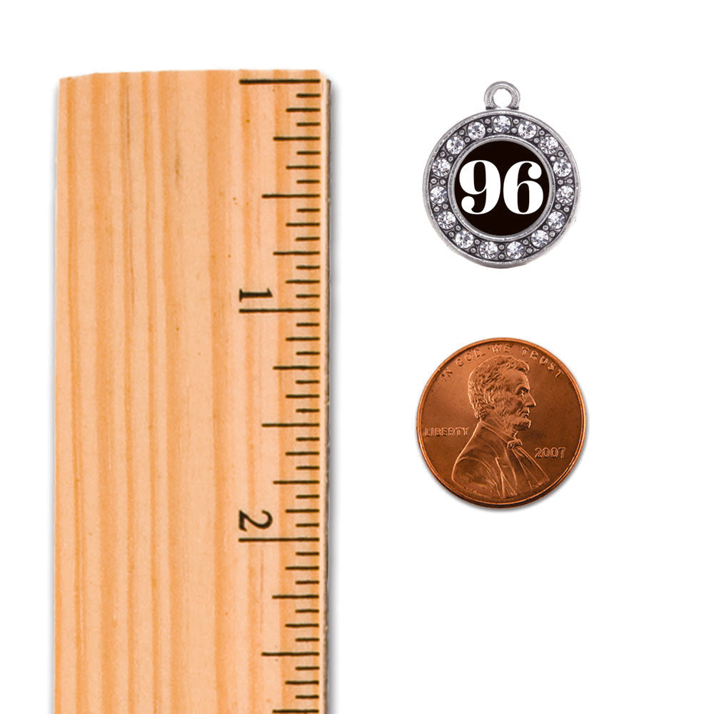 Silver Baseball/Softball - Sports Number 96 Circle Charm Classic Necklace
