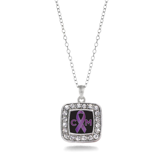 Silver Chiari Malformation Support Square Charm Classic Necklace