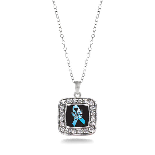 Silver Addiction Recovery Square Charm Classic Necklace
