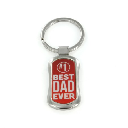 Steel Number One Best Dad Ever Dog Tag Keychain