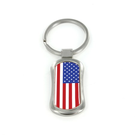 Steel American Flag Dog Tag Keychain