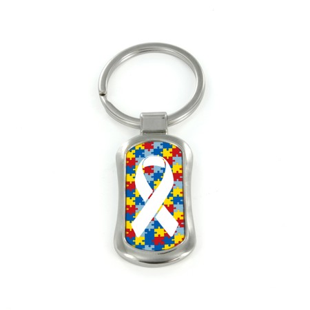 Steel Autism Jigsaw Dog Tag Keychain