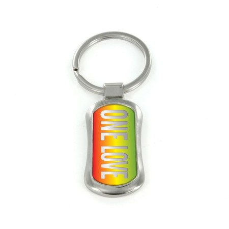 Steel One Love Dog Tag Keychain