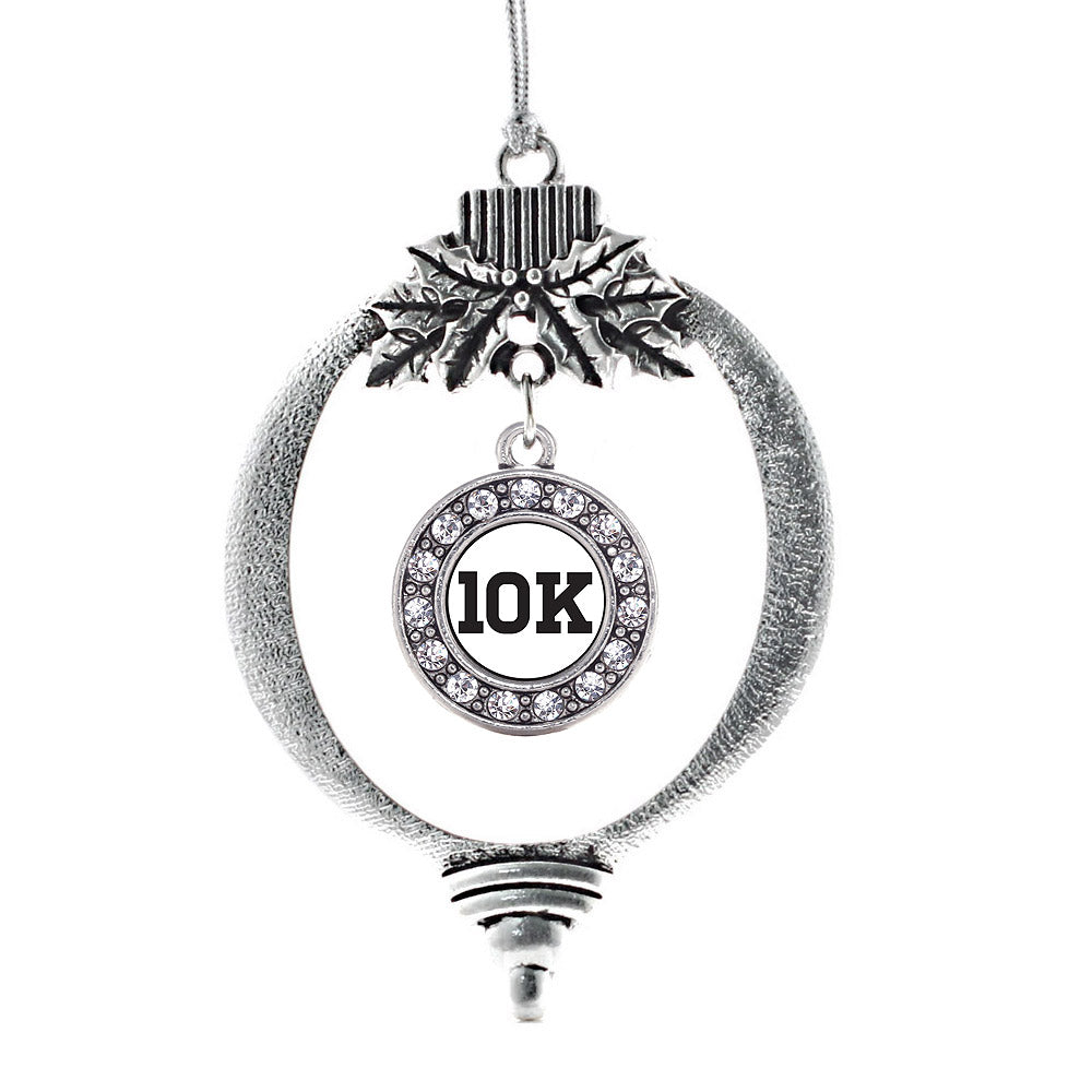 Silver 10k Runners Circle Charm Holiday Ornament