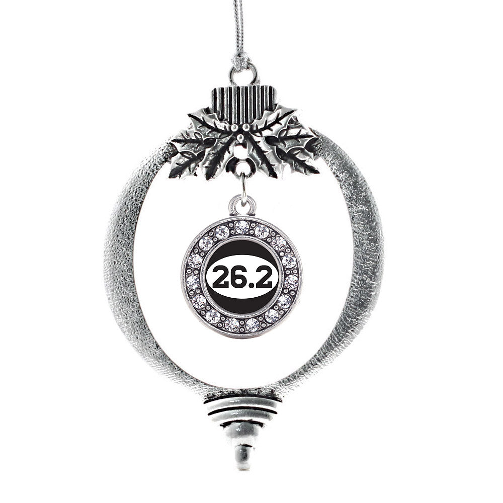 Silver 26.2 Runners Circle Charm Holiday Ornament