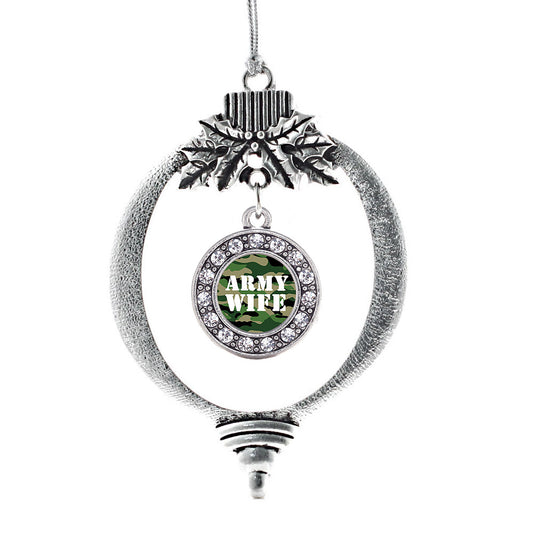 Silver Army Wife Circle Charm Holiday Ornament
