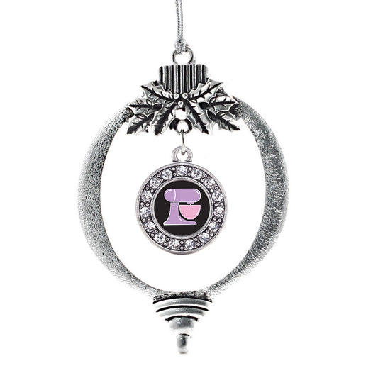 Silver Baking Mixer Circle Charm Holiday Ornament