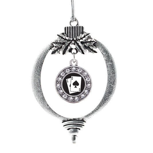 Silver Blackjack Circle Charm Holiday Ornament