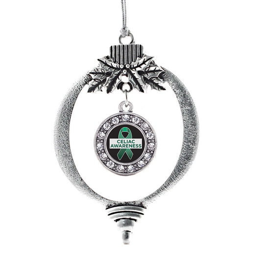 Silver Celiac Awareness Circle Charm Holiday Ornament