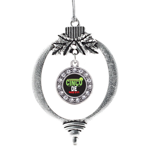 Silver Cinco De Mayo Circle Charm Holiday Ornament
