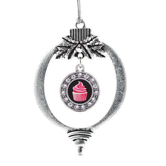 Silver Cupcake Lovers Circle Charm Holiday Ornament