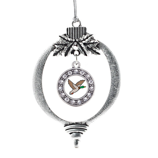 Silver Duck Season Circle Charm Holiday Ornament