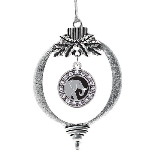 Silver Elephant Circle Charm Holiday Ornament