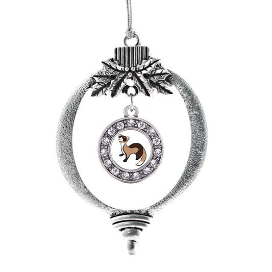 Silver Ferret Circle Charm Holiday Ornament