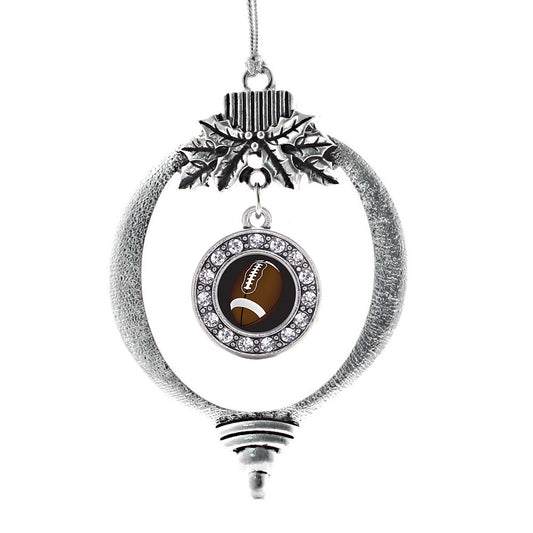 Silver Football Lovers Circle Charm Holiday Ornament