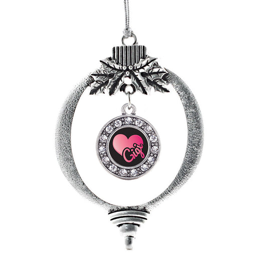 Silver Gigi Circle Charm Holiday Ornament