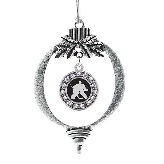 Silver Goalie Circle Charm Holiday Ornament
