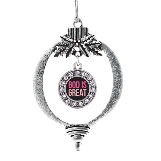 Silver God Is Great Circle Charm Holiday Ornament