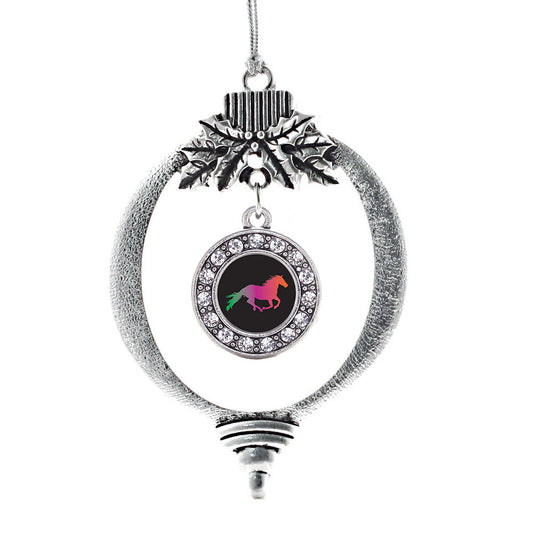Silver Horse Lovers Circle Charm Holiday Ornament