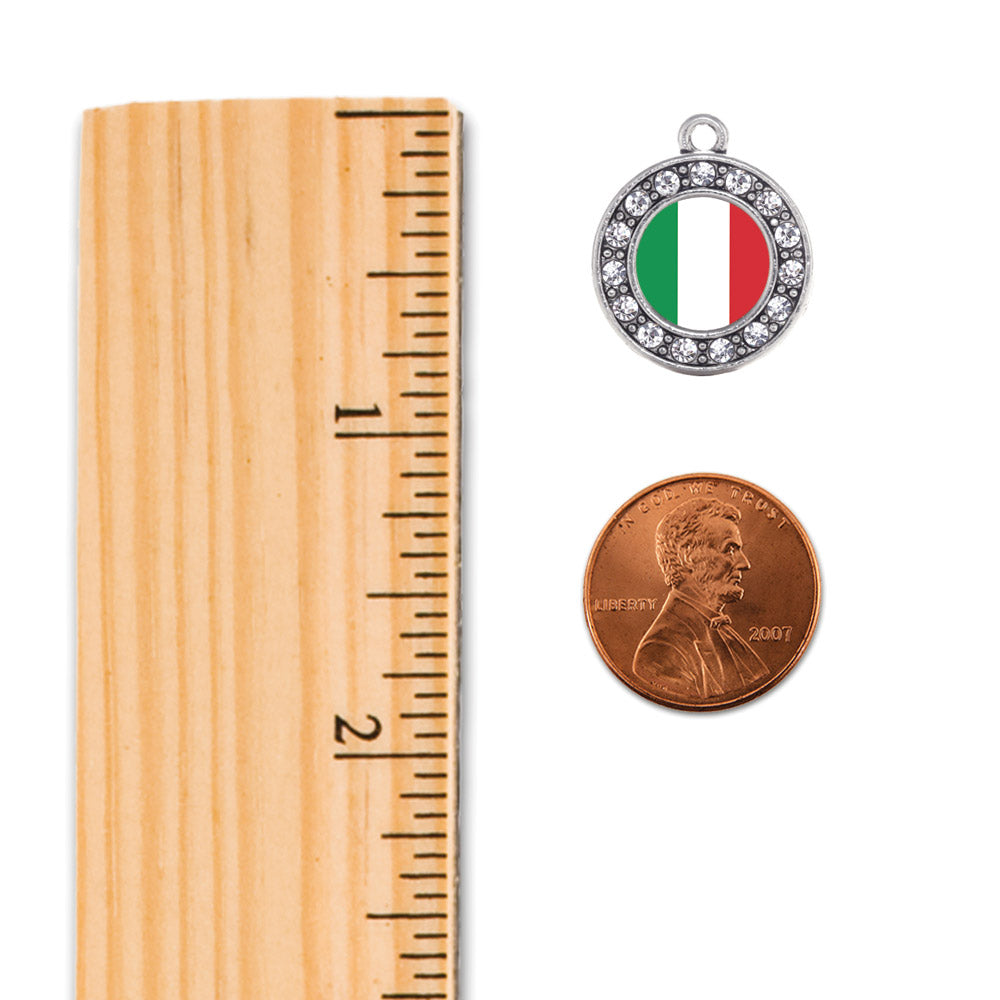 Silver Italian Flag Circle Charm Holiday Ornament