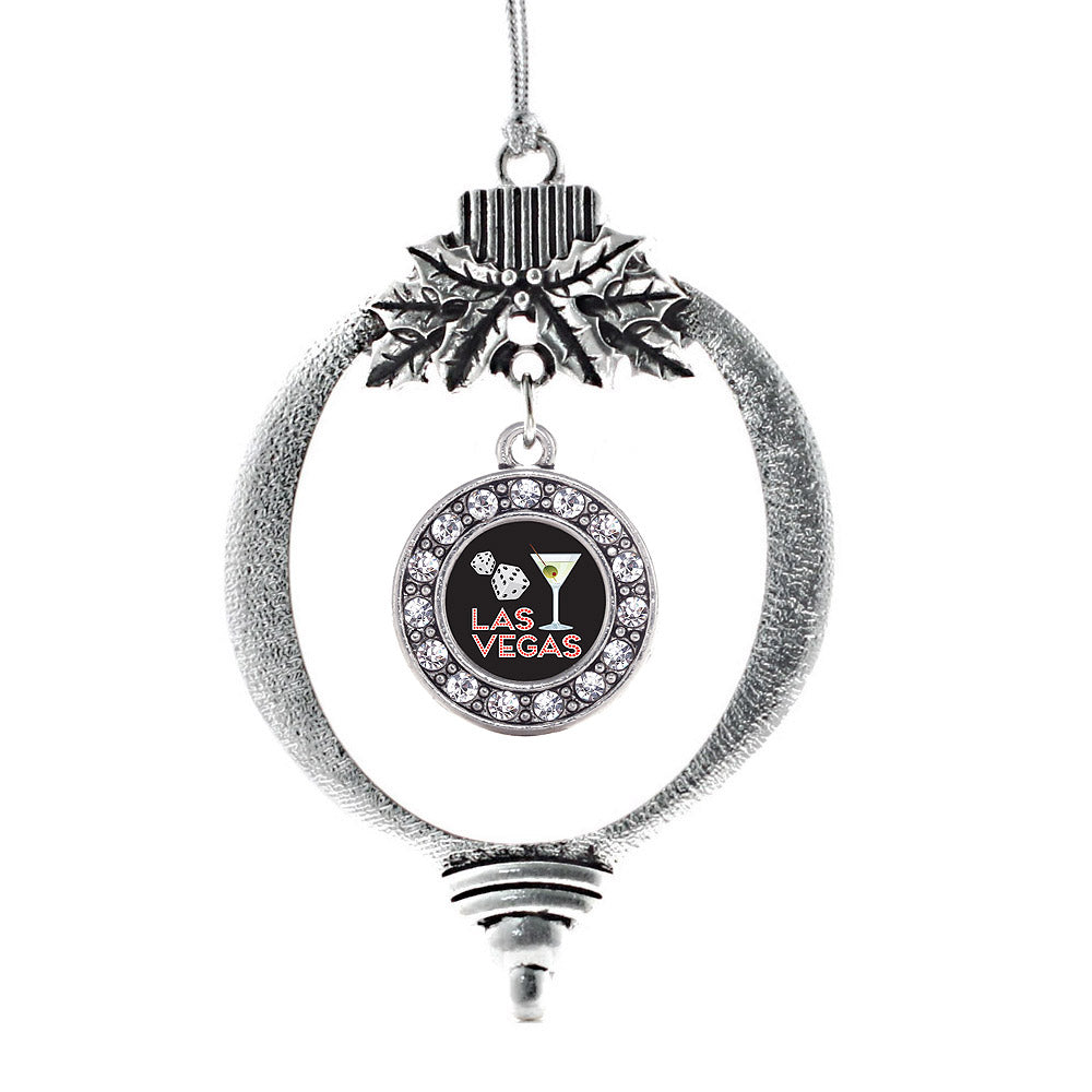 Silver Las Vegas Circle Charm Holiday Ornament