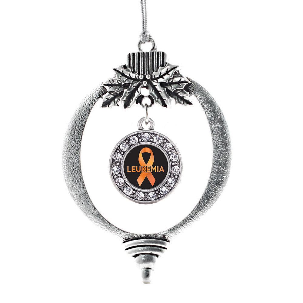 Silver Leukemia Support Circle Charm Holiday Ornament