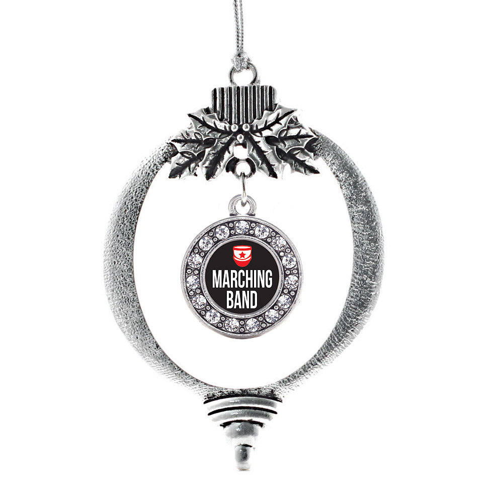 Silver Marching Band Circle Charm Holiday Ornament