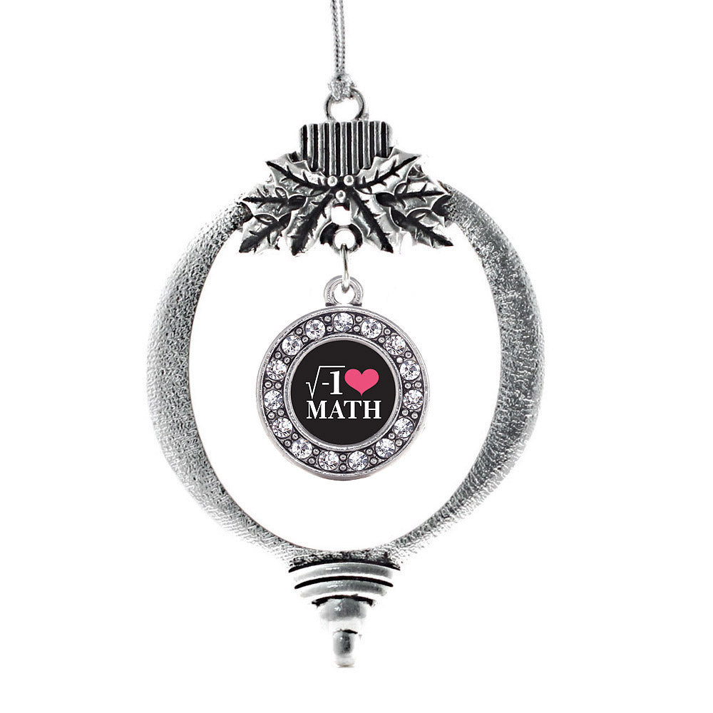 Silver Math Nerd Circle Charm Holiday Ornament
