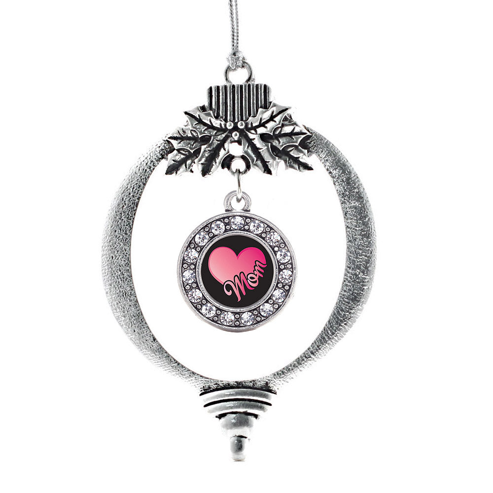 Silver Mom Circle Charm Holiday Ornament