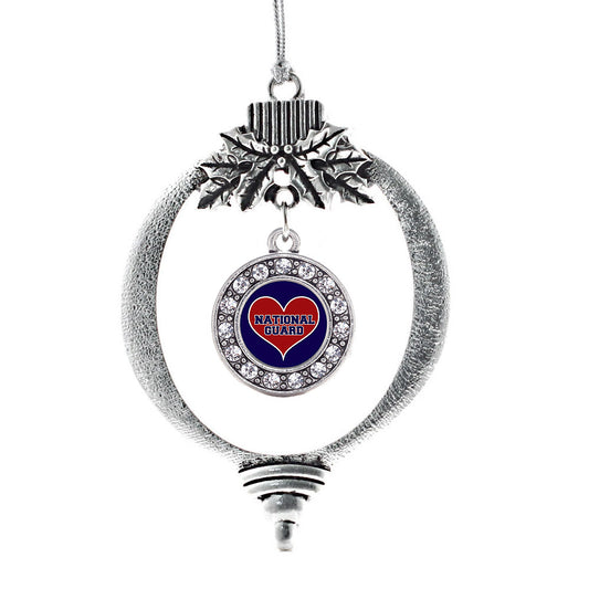Silver National Guard Circle Charm Holiday Ornament