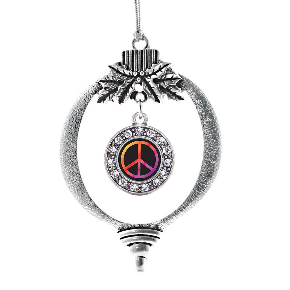 Silver Peace Circle Charm Holiday Ornament