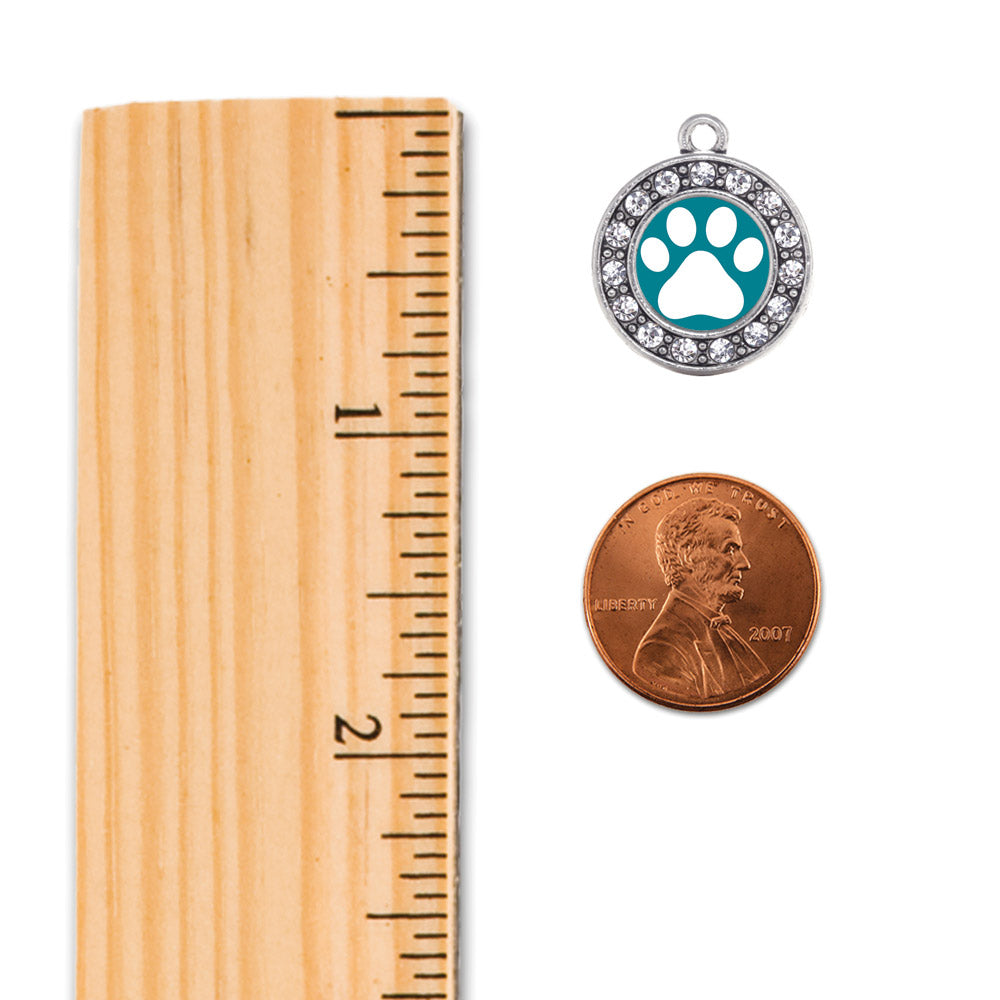 Silver Pretty Paw Print Circle Charm Holiday Ornament