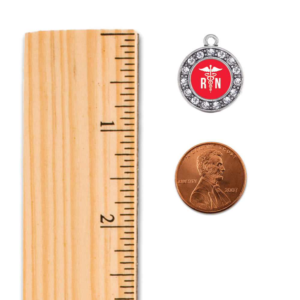 Silver Registered Nurse Circle Charm Holiday Ornament