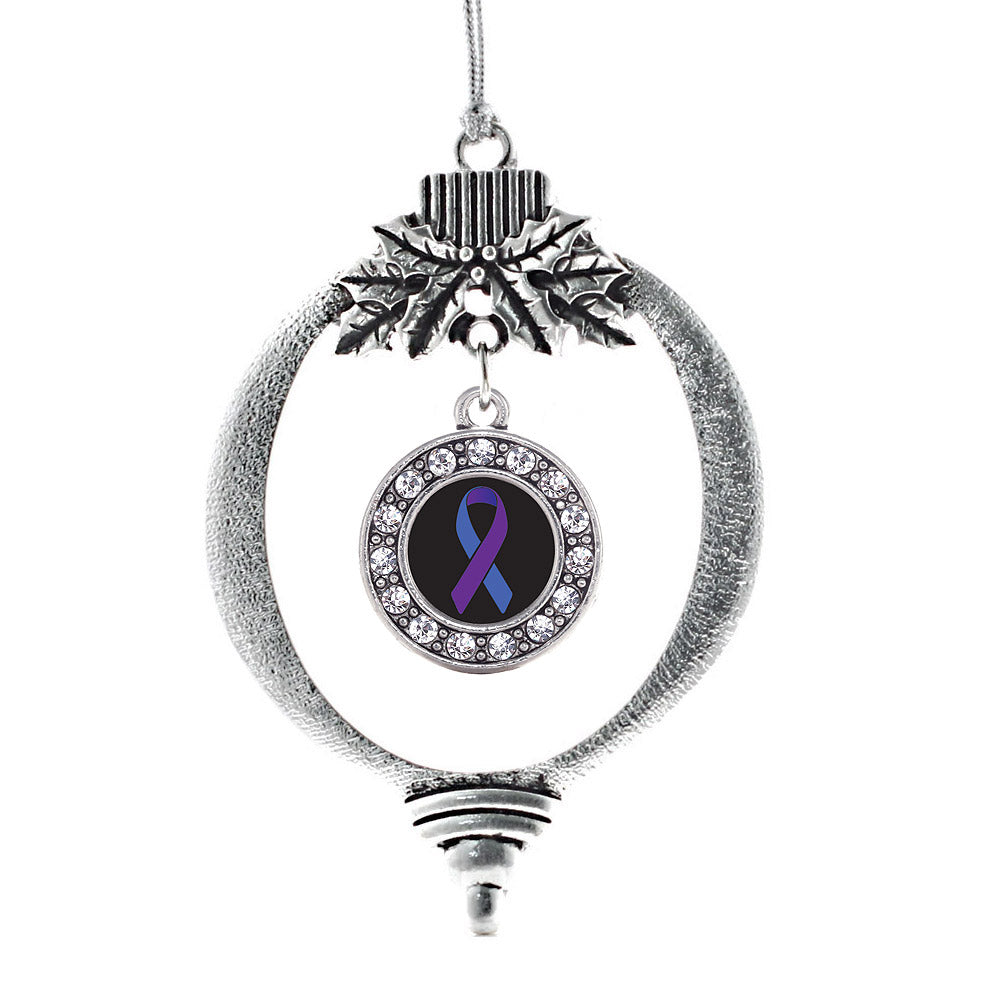 Silver Rheumatoid Arthritis Awareness Circle Charm Holiday Ornament