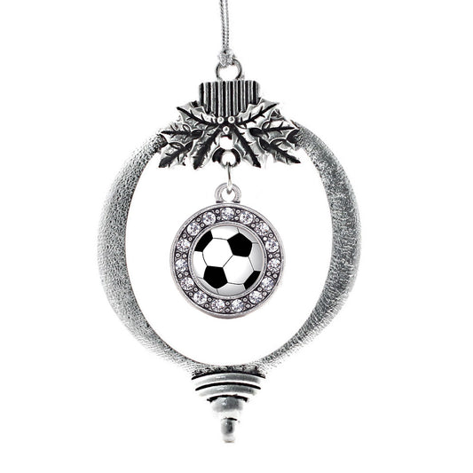 Silver Soccer Circle Charm Holiday Ornament