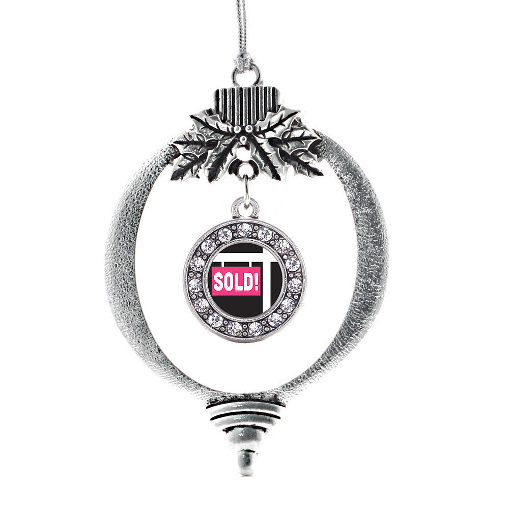 Silver Sold Circle Charm Holiday Ornament