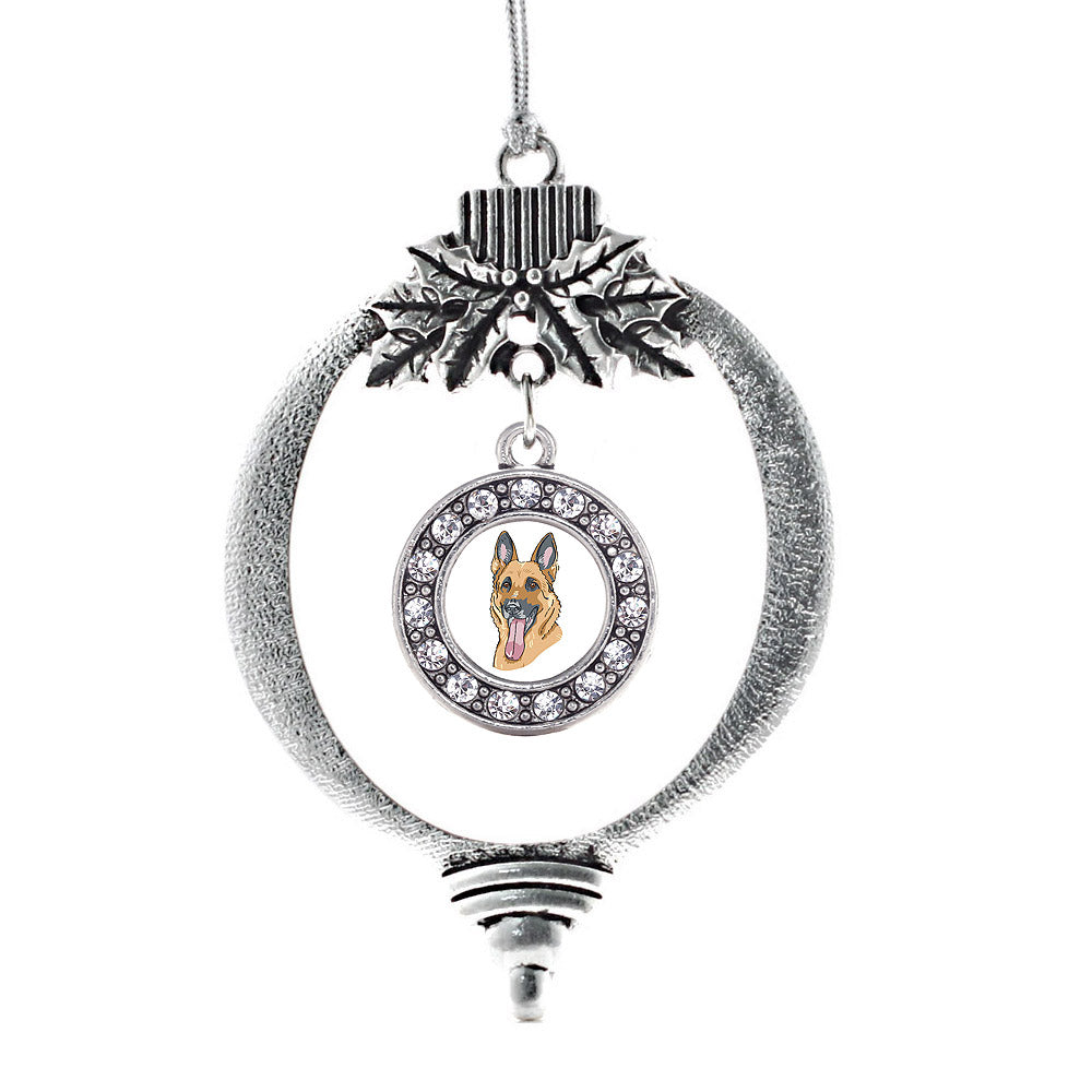 Silver The German Shepherd Circle Charm Holiday Ornament