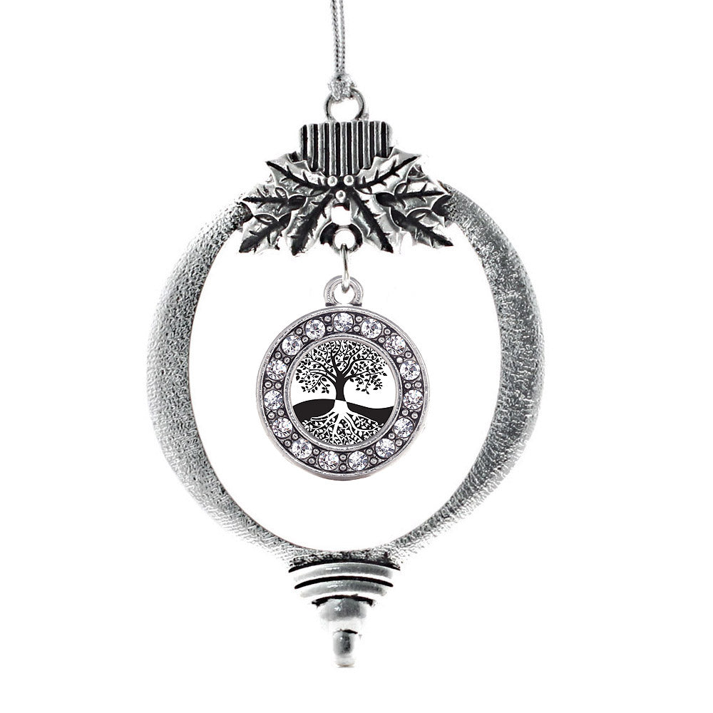 Silver Tree Of Life Circle Charm Holiday Ornament