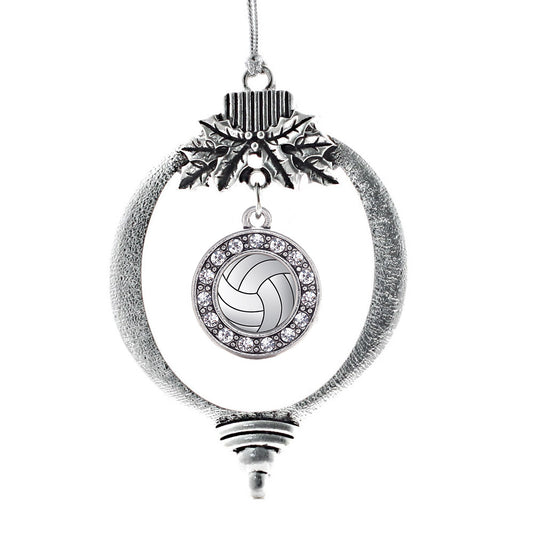 Silver Volleyball Circle Charm Holiday Ornament